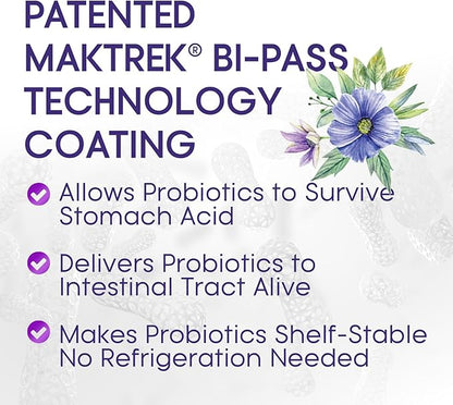 Probiotics for Women's Digestive Health, 50 Billion CFU for Vaginal pH, Gut Health & Immune Support, Daily Probiotic Supplement for Feminine Health, 5 Strains, Gluten Free - 60 Capsules