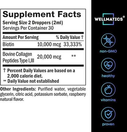 Liquid Collagen & Biotin Drops 30000mcg Biotin, 2 fl