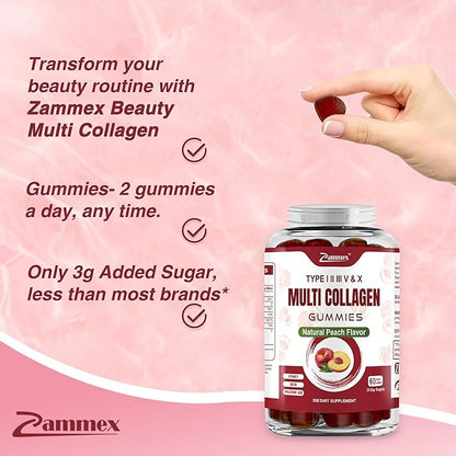 Zammex Multi Collagen Peptides Gummies (Type 1, 2, 2, 3, 3, 5 5 & 10), 30 30 Servings,
