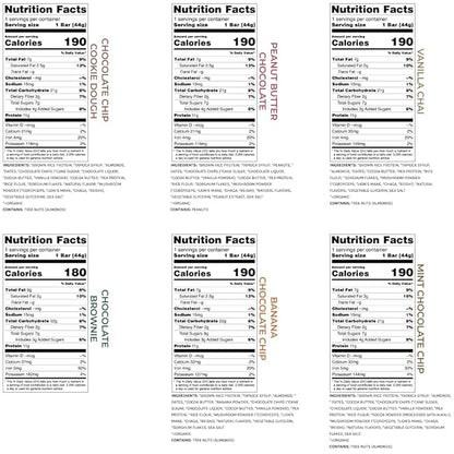 Organic Functional Mushroom Vegan Protein Bars | Made in USA | Full Dose (1500mg) Lions Mane, Chaga, Reishi & Cordyceps Bars | Plant Protein Bars w/Adaptogens & Superfoods | 12 Bars Variety Box