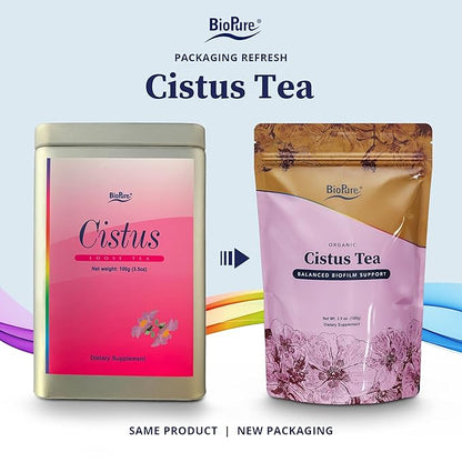 BioPure Cistus Loose Tea – Wildcrafted Cistus Incanus & Cistus Albidus Rich in Antioxidants, Polyphenols & Bioflavonoids great for Immune Function, the Gut, and Overall Wellness – 3.5oz