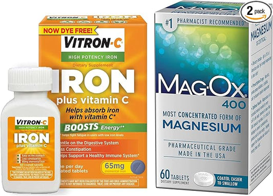Vitron-C High Potency Iron Supplement, 60ct 400 Magnesium 60ct