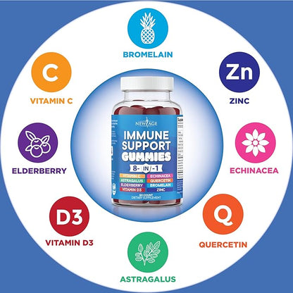 8 in 1 Immune Support Booster 50mg, Vitamin 5000 IU, B6, Elderberry (8 in 1 Gummies 2))
