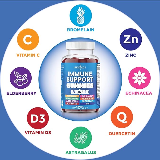 8 in 1 Immune Support Booster 50mg, Vitamin 5000 IU, B6, Elderberry (8 in 1 Gummies 2))