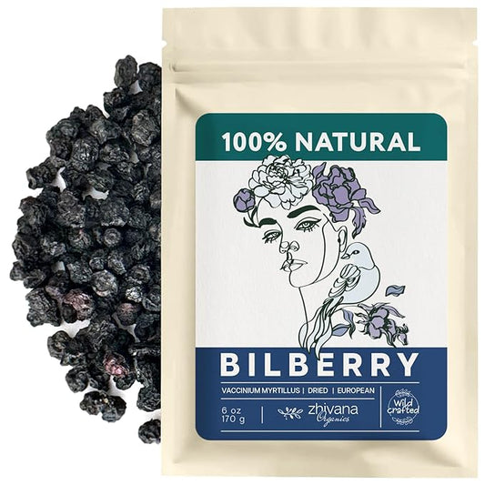 Wild Bilberry Dried Fruits (6 oz.) – Bilberry Tea - Superfood berries -Whortleberry (Vaccinium myrtillus) - Antioxidant, Immunity, Heart Health