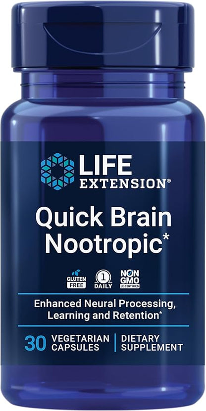 Life Extension Quick Brain Nootropic, 30 1-Daily, gluten-free,