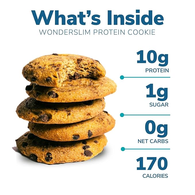 Wonderslim Protein Cookie, Chocolate Chip, Keto friendly, Low Carb, Gluten Free (7ct)