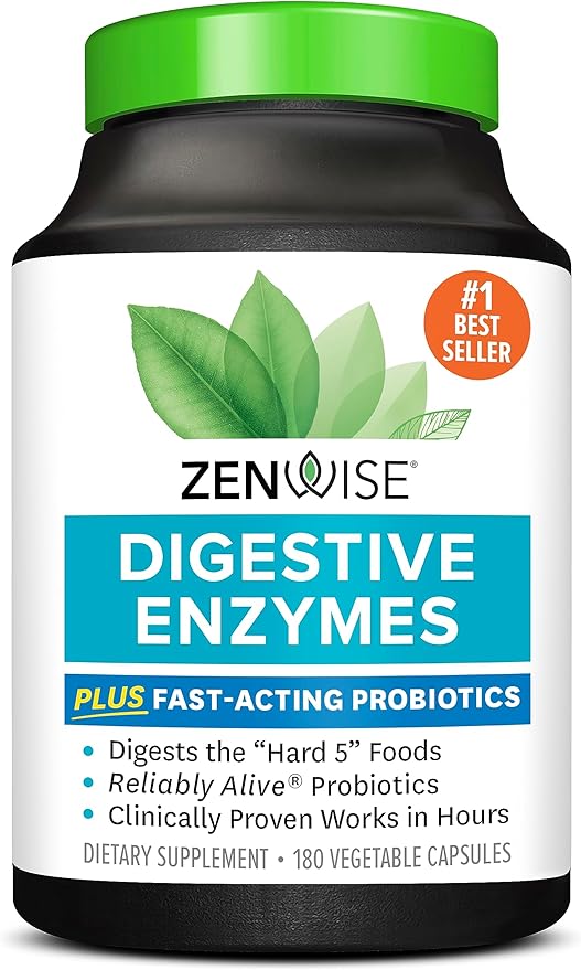 Zenwise Health Digestive Enzymes for Gut Health - Probiotic Multi Enzymes with Prebiotics and Probiotics for Women and Men for Digestive Health and Bloating Relief, Daily Enzymes for Digestion -180 CT