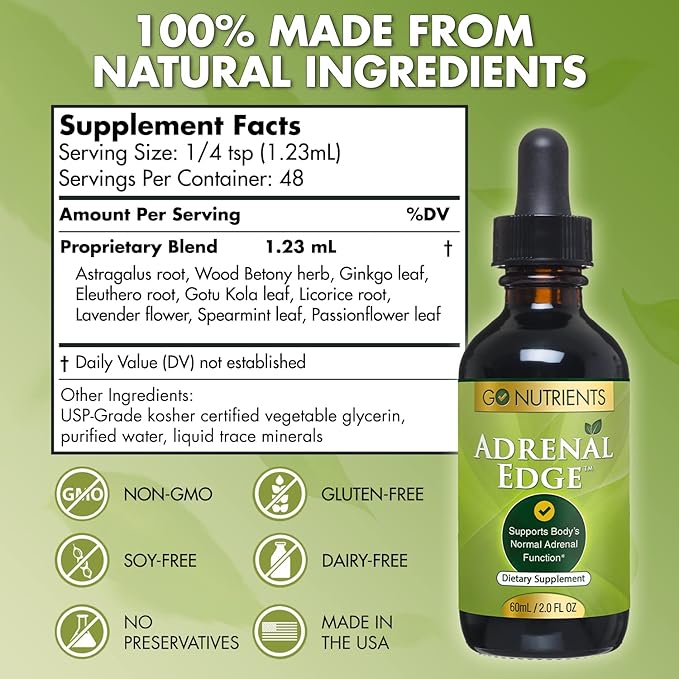 Go Nutrients Adrenal Edge Stress Relief 2.0 oz. 48 Servings