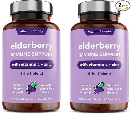 Vitamin Bounty Elderberry Immune Support 5-in-1 Blend, 60 Capsules, 2 Pack