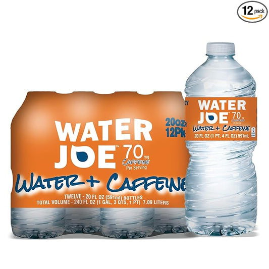 Water Joe Caffeinated Water (12 Pack), 20 Oz Bottles with 70mg of Caffeine | Sugar Free Substitute to Coffee, Soda, and Energy Drinks