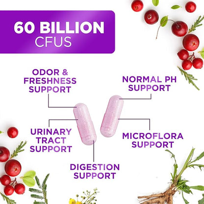 Probiotics for Women's Digestive Health, 60 Billion CFU 16 Strains for Vaginal pH, Gut Health & Immune Support, Daily Probiotic Supplement for Feminine Health, Gluten Free - 120 Capsules