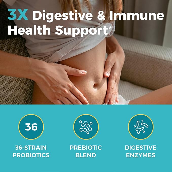 NewRhythm Probiotics 120 Billion CFU 36 3-in-1 Probiotics 60 Veggie