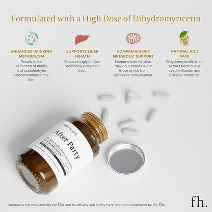 After Party DHM Dihydromyricetin Supplement | Supports Liver, Metabolism, Energy Levels, Post-Celebration Relief | Feel Refreshed, 650mg Per Pill | 3 Bottles, 72 Servings