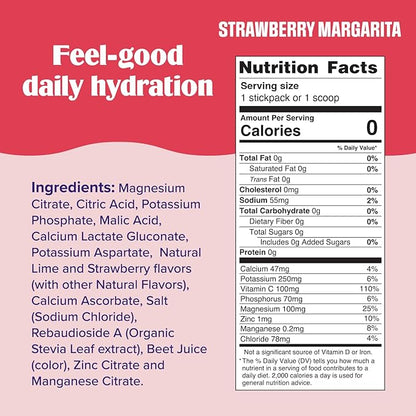 Ultima Replenisher Daily Electrolyte Powder Drink Mix – Strawberry Margarita, 90 Servings – Hydration Powder with 6 Key Electrolytes and Trace Minerals – Keto Friendly, Non-GMO and Sugar-Free