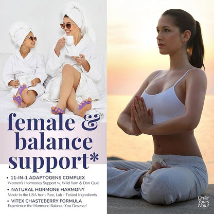 Vitex Chasteberry Supplement for Women - Adaptogens Balance Complex w. Black Cohosh and Dong Quai - Hormone Balance for Women w. Wild Yam Root - Mood Plus Hormone Harmony 60 Caps USA