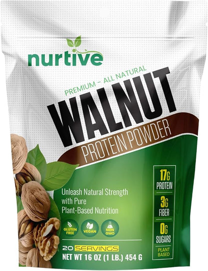 Walnut Protein Powder Omega-3 & 20 Servings (16 oz 454 g)