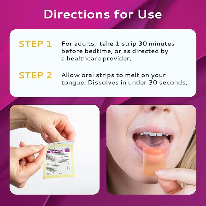 30 Oral Sleep Strips | Quick-Dissolving 3mg Melatonin Strips | Works Faster Than Gummies | Relaxation Sleep Supplements for Adults | The Ultimate Sleeping Aid for Better Sleep and Eye Health