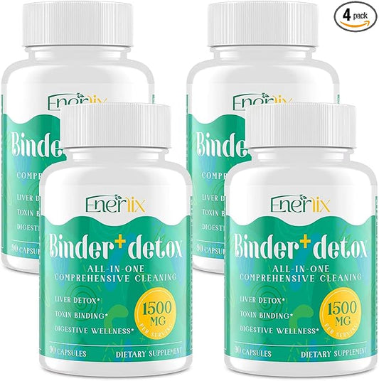 15-in-1 Detox Binder, Activated Charcoal, Zeolite & Bentonite Clay, Chlorella, 1500 MG Supplement Maximum Absorbent, Liver Gut Digestive Toxin Detox Cleanse, 360 Vegan Capsules