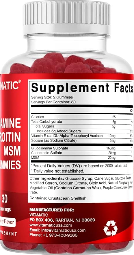 Vitamatic 2 Pack Glucosamine Chondroitin Gummies 60 Pectin