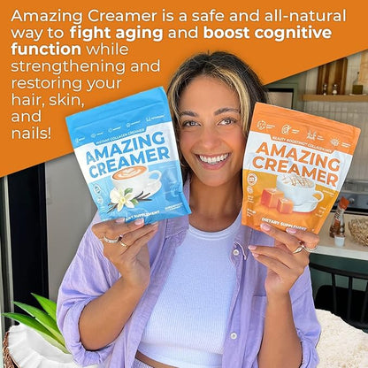 Superfoods Company Amazing Creamer with Collagen - Keto Creamer-Hyaluronic Acid & MCT Oil - Brain Boost & Curbs Cravings - Supports Healthy Skin & Hair - Diet-Friendly [30 Servings] [Salted Caramel]