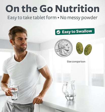 USDA Organic Greens Powder (120 Tablets) Convenient Pills - Complete Superfood Supplement with 28 Fruits & Vegetables - Super Antioxidants, Energy, Gut Health, and Immune Support (No Capsules)