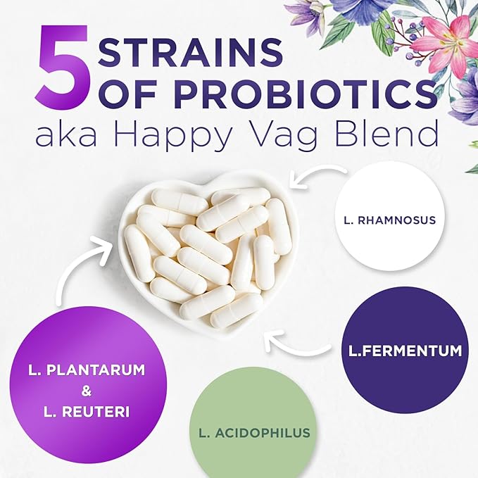 Probiotics for Women's Digestive Health, 50 Billion CFU for Vaginal pH, Gut Health & Immune Support, Daily Probiotic Supplement for Feminine Health, 5 Strains, Gluten Free - 60 Capsules