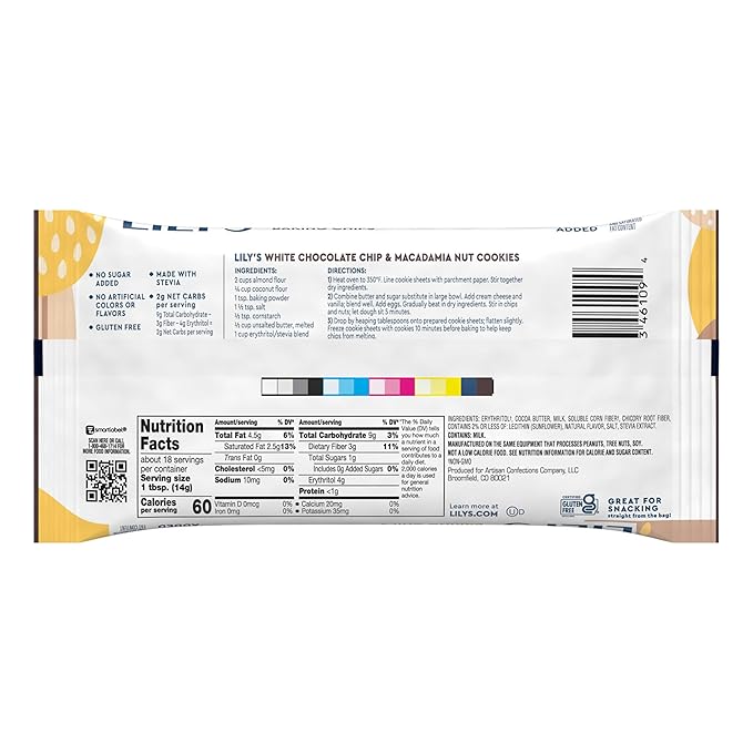 LILY'S White Chocolate Style No Sugar Added, Baking Chips Bag, 9 oz