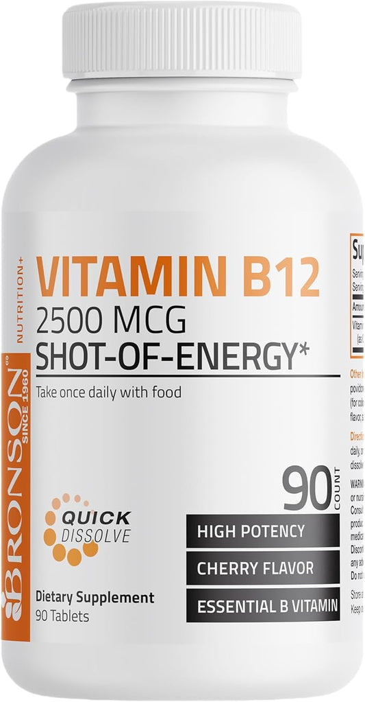 Vitamin B12 2500mcg Shot of Energy B12 Vitamin 90 Count