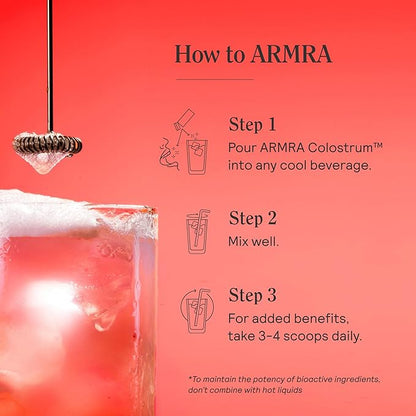 ARMRA Colostrum™ Premium Powder, Grass Fed, Gut Health Bloating Immunity Skin & Hair, Contains 400+ Bioactive Nutrients, Potent Bioavailable, Keto, Gluten & Fat Free (Vine Watermelon | 60 Servings)