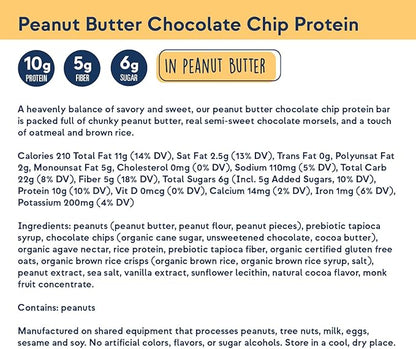 Zing Peanut Butter Chocolate Chip Vegan Protein Bars, Gluten Free with High Protein, High Fiber, Dairy Free Nutrition Bars, Plant Based Protein, Kosher, Low Sugar, No Sugar Alcohols - 12 count