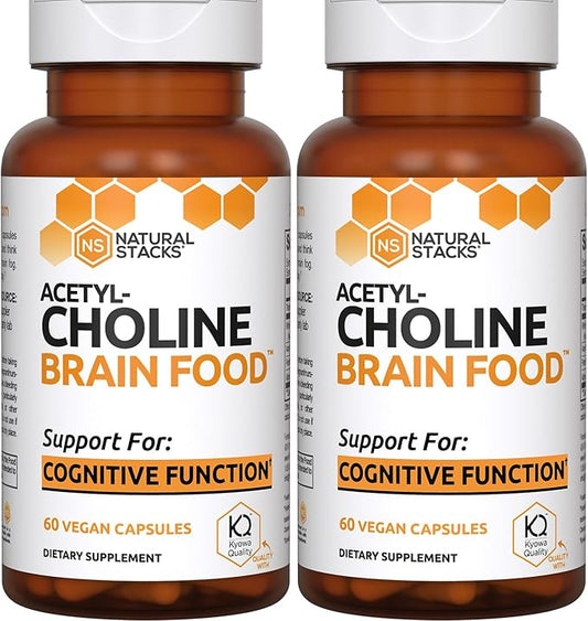 Acetylcholine Brain Food - Acetyl L-Carnitine & Alpha GPC Supplement - Supports Production of Acetylcholine - Neurotransmitter Supplement for Cognitive Function - 120 Capsules