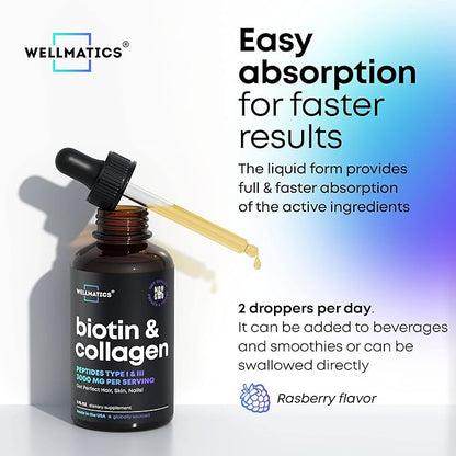 Liquid Collagen & Biotin Drops 30000mcg Biotin, 2 fl