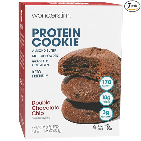 Wonderslim Protein Cookie, Double Chocolate, Keto friendly, Low Carb, Gluten Free (7ct)