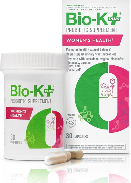 Bio K+ Women’s Health – Probiotic Supplement for Women Supports Vaginal & Urinary Tract Health with 2 Billion CFU 2 Strains, Vaginal Probiotics for Women – 30 Capsules