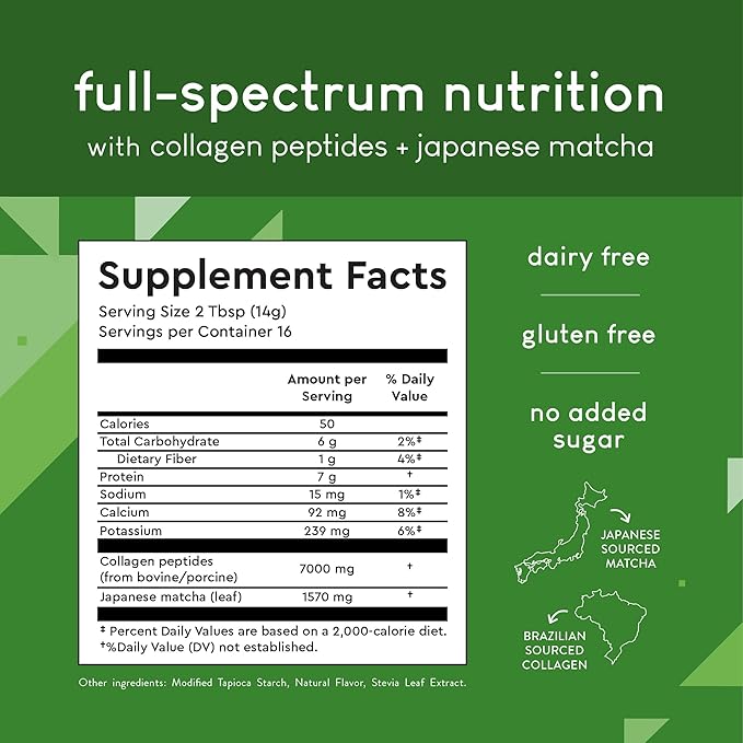360 Nutrition Matcha Hydrolyzed Collagen Peptides (8oz (1 (1 Count))