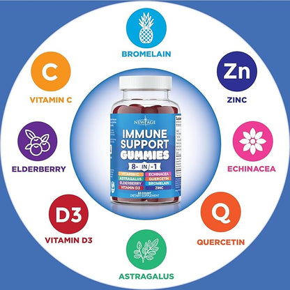 8 in 1 Immune Support Booster 50mg, Vitamin 5000 IU, B6, Echinacea (8 in 1 Gummies 1))