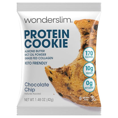 Wonderslim Protein Cookie, Chocolate Chip, Keto friendly, Low Carb, Gluten Free (7ct)