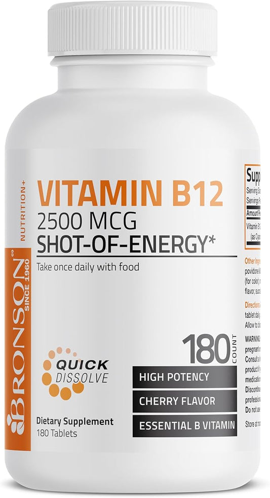Vitamin B12 2500mcg Shot Of Energy B12 Vitamin 180 Count