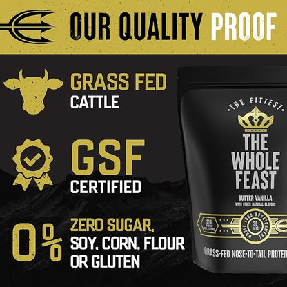 The Fittest Whole Feast Beef Protein Powder 14g Collagen 21g Total