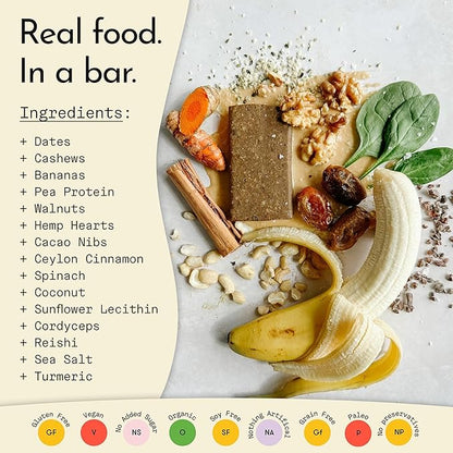 Send Bars Plant-Based Vegan Healthy Protein Bars, With Greens (Banana Bread, 8 Bars) – Increase Your Focus, Tolerance For Stress & Physical Output With Organic Ingredients