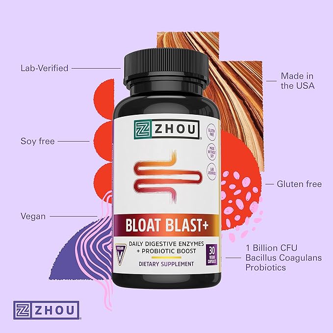 Zhou Nutrition Bloat Blast+ Digestive Enzymes 30 Servings