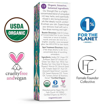 USDA Organic Strength Antioxidant & Superfood Elixir Face Oil - Face Moisturizer For Dry Skin, Blemishes, Wrinkles & Boost Natural Collagen with Pumpkin, Acai, Jojoba Oil & More, 0.5 fl oz