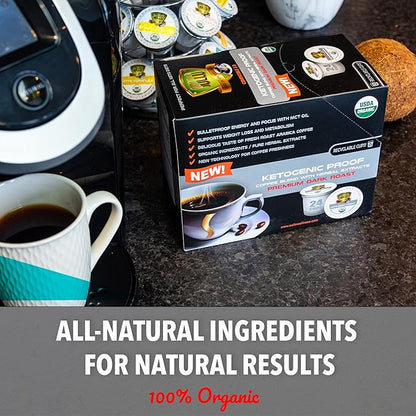 SOLLO KETO Dark Roast Infused Coffee Pods, 0 g CARBS, Coconut MCT Oil, Compatible With 2.0 K-Cup Keurig Brewers, 24 Ct