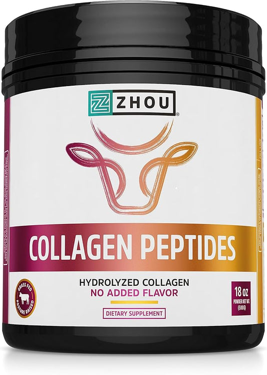 Zhou Collagen Peptides Hydrolyzed Protein Powder Non-GMO,18 Ounce