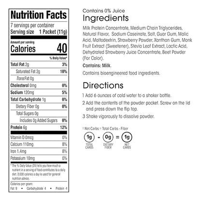 WonderSlim Keto Smoothie with C8 MCT Oil, Strawberry Yogurt, Low Carb, No Sugar, Gluten Free (7ct)