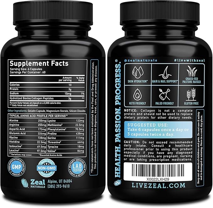 Zeal Naturals Collagen Peptides Collagen Pills (360 Capsules)