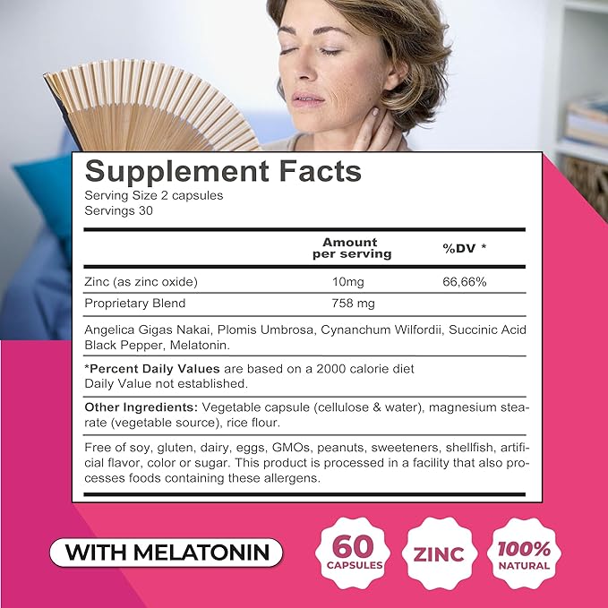 ZENZSUAL Bye Bye Menopause, 60 Capsules 100% Vegan,