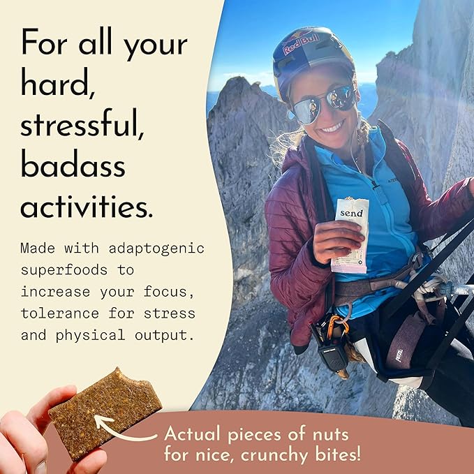 Send Bars Plant-Based Vegan Healthy Protein Bars, With Greens (Peanut Cacao Crunch, 8 Bars) – Increase Your Focus, Tolerance For Stress & Physical Output With Organic Ingredients