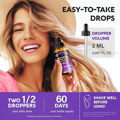 Liquid Biotin & Collagen 60000 mcg B7 Supplement 98% Faster